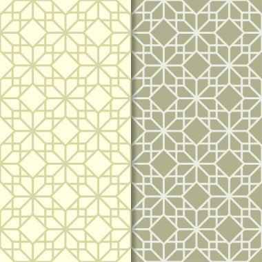 Web, Tekstil ve duvar kağıtları için dikişsiz desen zeytin yeşili geometrik ayarla