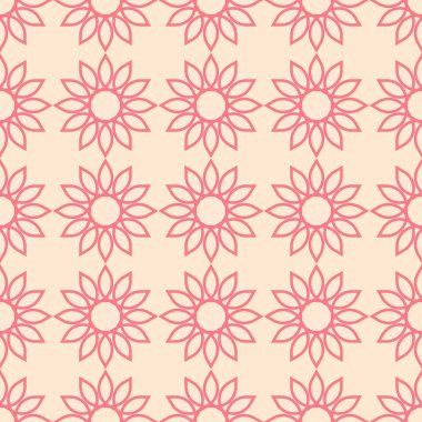 Kırmızı ve bej geometrik süsleme. Web, Tekstil ve duvar kağıtları için seamless modeli