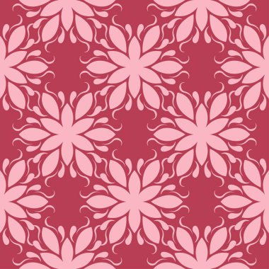 Kırmızı zemin üzerine çiçek süsleme. Tekstil ve duvar kağıtları için seamless modeli