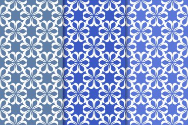 Çiçek süsler kümesi. Mavi dikey Dikişsiz desen. Duvar kağıdı arka plan