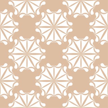 Bej renkli arka plan üzerinde beyaz çiçek süsleme. Tekstil ve duvar kağıtları için seamless modeli