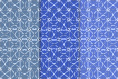 Mavi geometrik süsler. Web, Tekstil ve duvar kağıtları için dikey Dikişsiz desen seti
