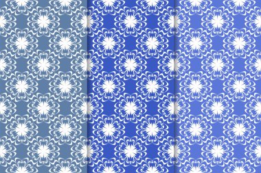 Çiçek desenleri kümesi. Mavi dikey Dikişsiz desen. Duvar kağıdı arka plan