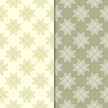Zeytin yeşili çiçek arka planlar. Tekstil ve duvar kağıtları için dikişsiz desen seti