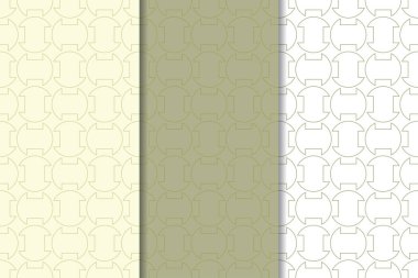 Zeytin yeşili ve web, Tekstil ve duvar kağıtları için geometrik Dikişsiz desen beyaz set