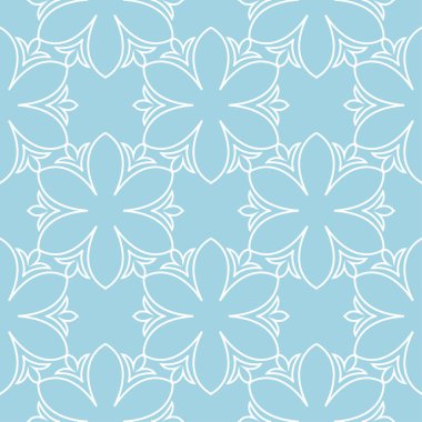 Lacivert zemin üzerine beyaz çiçek süsleme. Tekstil ve duvar kağıtları için seamless modeli