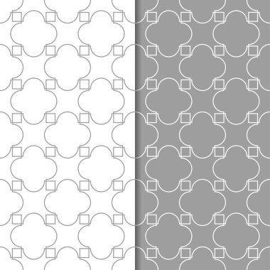 Gri ve beyaz geometrik süsler. Web, Tekstil ve duvar kağıtları için dikişsiz desen seti