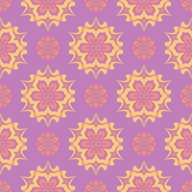 Çiçek seamless modeli. Parlak mor arka plan duvar kağıtları, Tekstil ve kumaş için renkli tasarımı ile