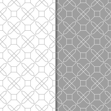 Gri ve beyaz geometrik süsler. Web, Tekstil ve duvar kağıtları için dikişsiz desen seti