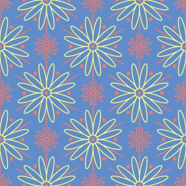 Çiçek mavi seamless modeli. Parlak arka plan duvar kağıtları, Tekstil ve kumaş için renkli çiçek öğeleri ile