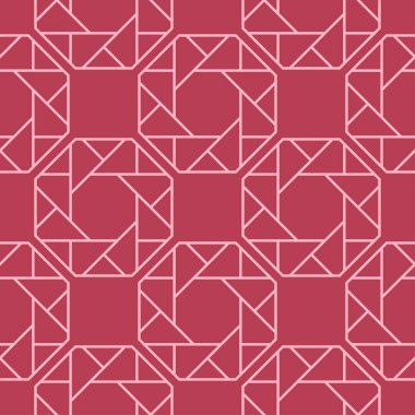 Kırmızı ve soluk pembe geometrik süsleme. Web, Tekstil ve duvar kağıtları için seamless modeli