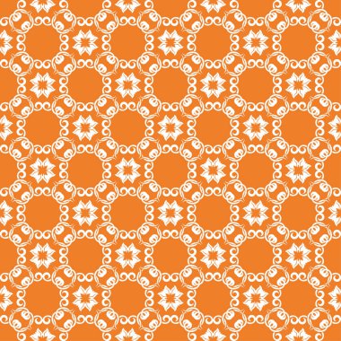 Turuncu çiçek süsleme beyaz elemanları ile. Tekstil ve duvar kağıtları için seamless modeli