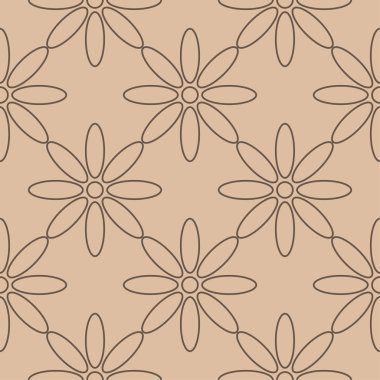 Bej renkli arka plan üzerinde kahverengi çiçek süsleme. Tekstil ve duvar kağıtları için seamless modeli