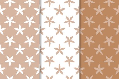 Kahverengi çiçek süsler. Tekstil ve duvar kağıtları için dikey Dikişsiz desen seti