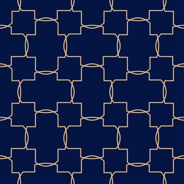 Altın mavi geometrik süsleme. Web, Tekstil ve duvar kağıtları için seamless modeli