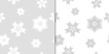 Işık gri çiçek arka planlar. Tekstil ve duvar kağıtları için dikişsiz desen seti