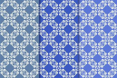 Çiçek desenleri kümesi. Mavi dikey Dikişsiz desen. Duvar kağıdı arka plan