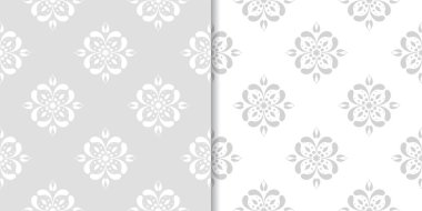 Işık gri çiçek süs tasarımlar. Tekstil ve duvar kağıtları için dikişsiz desen seti