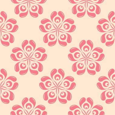 Kırmızı ve bej çiçekli süs. Tekstil ve duvar kağıtları için seamless modeli