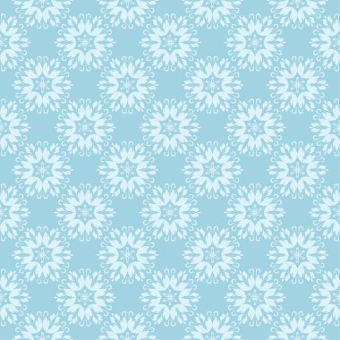 Beyaz ve mavi çiçek desenli. Tekstil ve duvar kağıtları için sorunsuz süsleme