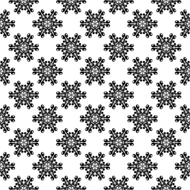 Beyaz arka planda siyah çiçek süsleme. Tekstil ve duvar kağıtları için seamless modeli