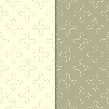 Zeytin yeşili geometrik süsler. Web, Tekstil ve duvar kağıtları için dikişsiz desen seti