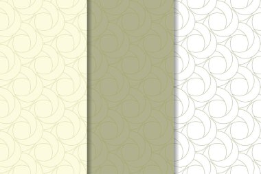 Geometrik süsler kümesi. Zeytin yeşili ve beyaz Dikişsiz desen web, Tekstil ve duvar kağıtları için