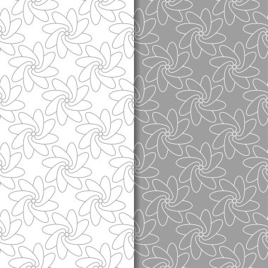 Beyaz ve gri çiçek arka planlar. Tekstil ve duvar kağıtları için dikişsiz desen seti