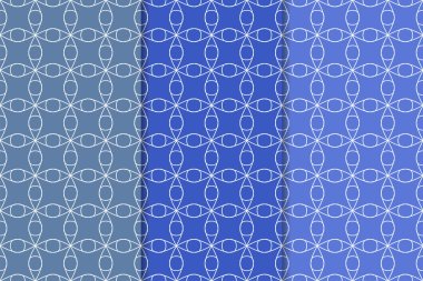 Mavi geometrik süsler. Web, Tekstil ve duvar kağıtları için dikey Dikişsiz desen seti