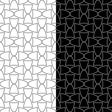 Siyah ve beyaz geometrik süsler. Web, Tekstil ve duvar kağıtları için dikişsiz desen seti