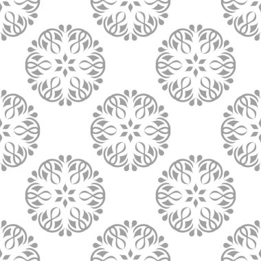 Beyaz ve gri çiçek süsleme. Tekstil ve duvar kağıtları için seamless modeli