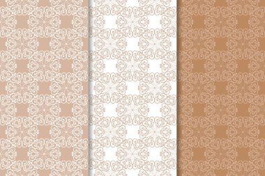 Kahverengi çiçek arka planlar. Tekstil ve duvar kağıtları için dikişsiz desen seti