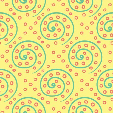 Geometrik seamless modeli. Sarı arka plan duvar kağıtları, Tekstil ve kumaş için pembe ve yeşil tasarım ile