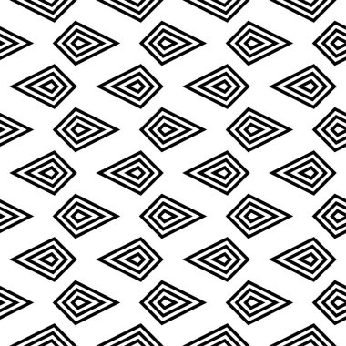 Beyaz arka planda siyah geometrik yazdır. Web, Tekstil ve duvar kağıtları için seamless modeli