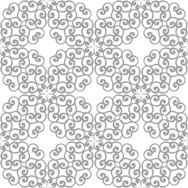 Beyaz ve gri çiçek süsleme. Tekstil ve duvar kağıtları için seamless modeli