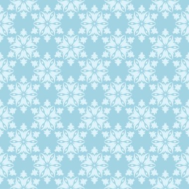 Mavi zemin üzerine beyaz çiçek tasarım. Tekstil ve duvar kağıtları için sorunsuz süsleme