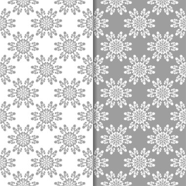 Beyaz ve gri çiçek arka planlar. Tekstil ve duvar kağıtları için dikişsiz desen seti