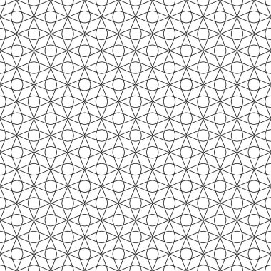 Beyaz arka planda siyah geometrik süsleme. Web, Tekstil ve duvar kağıtları için seamless modeli