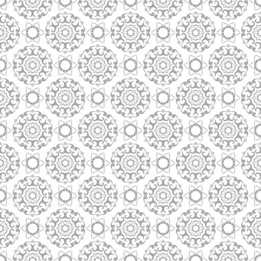 Işık gri çiçek sorunsuz süsleme beyaz arka plan üzerinde. Tekstil ve duvar kağıtları için seamless modeli