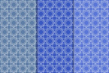 Mavi geometrik süsler. Web, Tekstil ve duvar kağıtları için dikey Dikişsiz desen seti