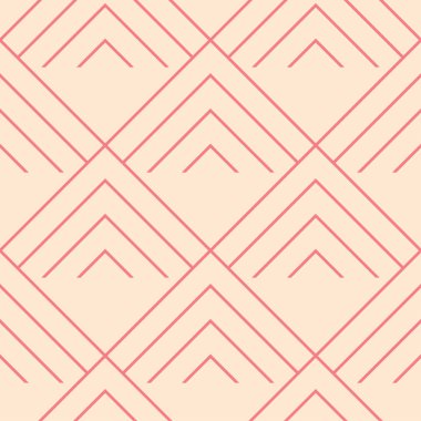 Kırmızı ve bej geometrik süsleme. Web, Tekstil ve duvar kağıtları için seamless modeli