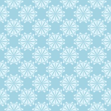 Mavi zemin üzerine beyaz çiçek desenli. Tekstil ve duvar kağıtları için sorunsuz süsleme