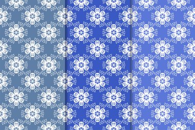 Çiçek süsler kümesi. Mavi dikey Dikişsiz desen. Duvar kağıdı arka plan