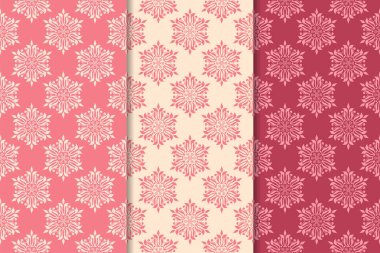 Kırmızı çiçekli süsler kümesi. Kiraz pembe dikey Dikişsiz desen. Duvar kağıdı arka plan