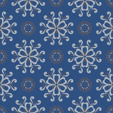 Sorunsuz çiçek desenli. Koyu mavi arka plan duvar kağıtları, Tekstil ve kumaş için çiçek tasarımları ile