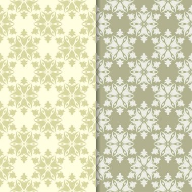 Zeytin yeşili çiçek desenleri. Tekstil ve duvar kağıtları için dikişsiz desen seti