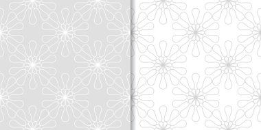 Işık gri çiçek süsler. Tekstil ve duvar kağıtları için dikişsiz desen seti