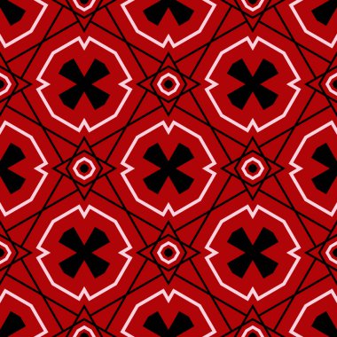 Geometrik seamless modeli. Siyah kırmızı beyaz bir arka plan duvar kağıtları, Tekstil ve kumaş için