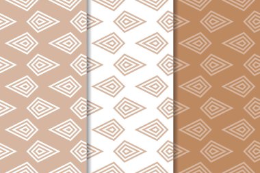 Web, Tekstil ve duvar kağıtları için geometrik Dikişsiz desen kahverengi ve beyaz set