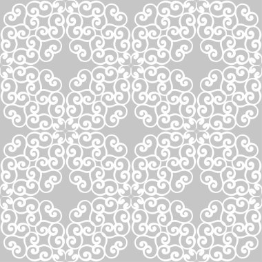 Gri ve beyaz çiçek süsleme. Tekstil ve duvar kağıtları için seamless modeli